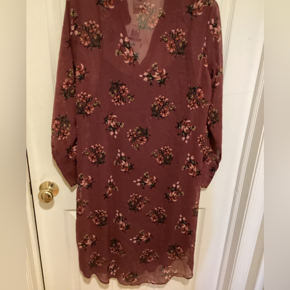 Forever 28 sheer dress overlay with navy blue slip underneath, Size M